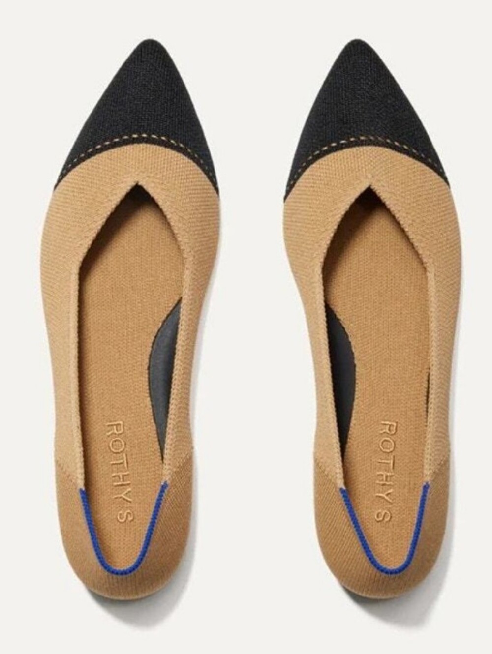 Rothy's The Point II  Flat Slip On in Tan and Black Size 9
